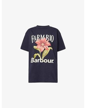 Barbour X Farm Rio Wild Flower Cotton T-Shirt - Blue
