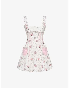 House Of Cb Marianella Floral-Print Stretch-Cotton Mini Dress - White