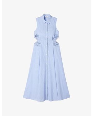 Sandro Striped Sleeveless Cotton Maxi Dress - Blue