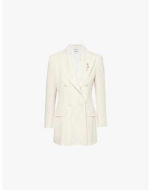 Marella X Emily Ratajkowski Waisted Double-Breasted Woven Blazer - White