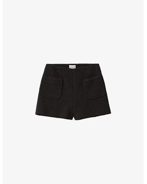 Claudie Pierlot Sequin-Tweed Straight-Fit Woven Shorts - Black