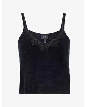 ME+EM Lace-Trim V-Neck Cashmere Vest - Black