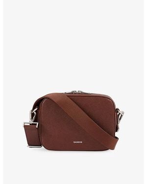 Sandro Logo-Embellished Leather Cross-Body Bag - Brown