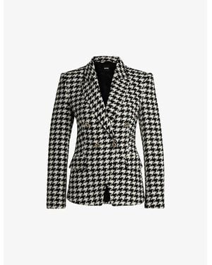 BOSS Houndstooth-Pattern Slim-Fit Woven Blazer - Black