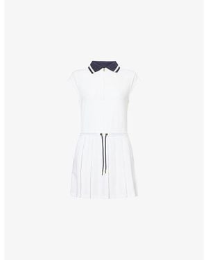 Varley Nico Court Pleated Stretch-Woven Mini Dress - White
