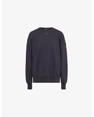 GYMSHARK Power Washed Logo-Print Cotton-Blend Sweatshirt - Blue