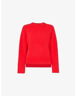 Whistles Side-Split Wool-Blend Knitted Sweater - Red