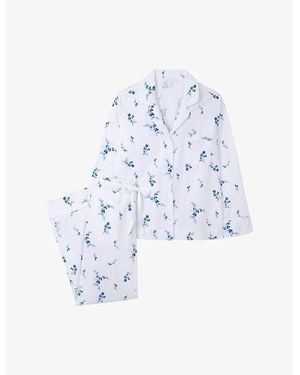 The White Company Firenze Floral Long-Sleeve Brushed-Cotton Pyjamas - Blue