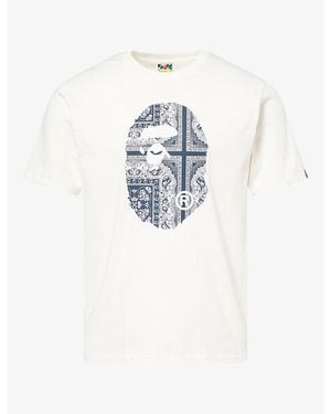 A Bathing Ape Paisley Ape Head Graphic Cotton-Jersey T-Shirt - White