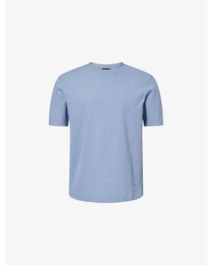 Emporio Armani Jacquard Weave Cotton T-Shirt - Blue
