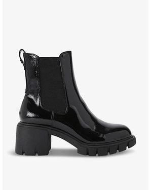 KG by Kurt Geiger True Patent Faux-Leather Heeled Ankle Boots - Black