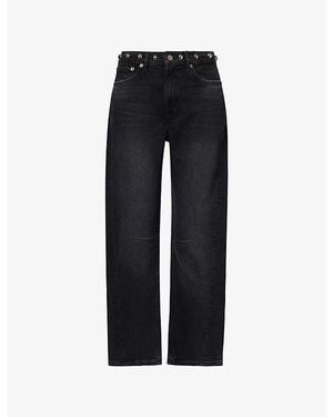 Rails Samo Studded Barrel-Leg Denim Jeans - Black