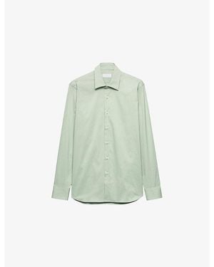 Prada Collared Slim-Fit Cotton-Blend Shirt - Green