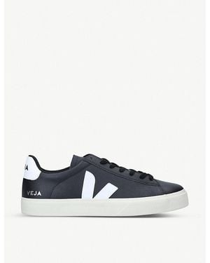 Veja Blk/white Campo Leather And Coated-canvas Low-top Trainers - Black