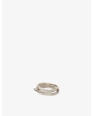 Indigo Lune Aeryn Platinum-Plated Stainless-Steel And Cubic-Zirconia Ring - White