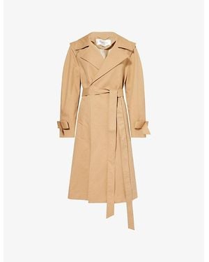 Victoria Beckham Belted Raglan-Sleeves Cotton Trench Coat - Natural