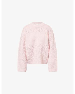 Ganni Relaxed-Fit Textured-Pattern Wool-And-Cotton Jumper - Pink