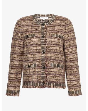 Veronica Beard Sariyah Tweed Wool-Blend Cropped Jacket - Brown