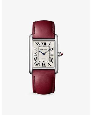Cartier Tank Louis Large Model And Leather Automatic Watch - Red