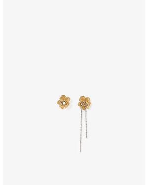 Maje Flower-Tone Brass Drop Earrings - White