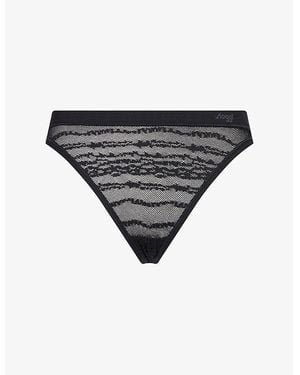 Sloggi Free Evolve Mid-Rise Lace Thong - Grey