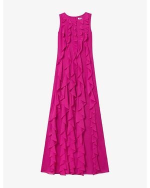 Ro&zo Leonor Waterfall-Front Woven Maxi Dress - Pink