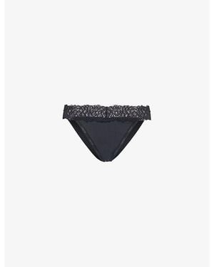 Calvin Klein Attraction Lace-Waistband Stretch-Woven Bikini Briefs - Blue
