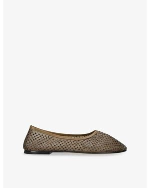Dear Frances Balla Crystal-Mesh Flats - Brown