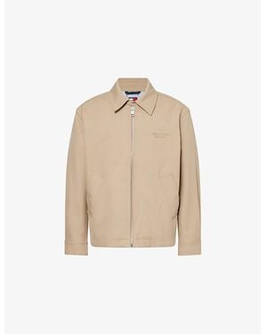 Tommy Hilfiger The Apxgp Collection Embroidered-Text Cotton Jacket - Natural