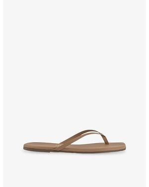 TKEES Lily Leather Flips-Flops - Brown