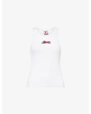 ICECREAM Beaded-Logo Ribbed Cotton Tank Top - White