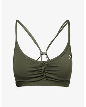 GYMSHARK Ruched Medium-Support Sports Bra - Green