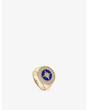 Astley Clarke Polaris 18Ct-Plated Sterling, Lapis And Sapphire Signet Ring - White
