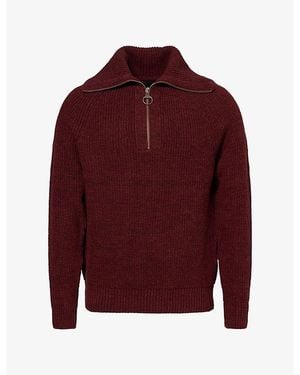 Barbour Riggbay Half-Zip Wool Sweater - Red
