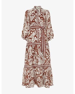 Phase Eight Coralie Graphic-Print Stretch-Woven Midi Dress - Natural