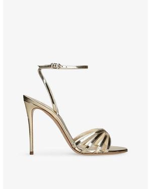 Casadei Julia 100 Patent-Leather Heeled Sandals - White