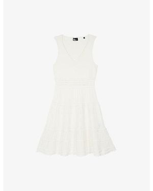 The Kooples V-Neck Sleeveless Knitted Mini Dress - White