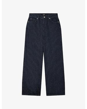 Whistles Pinstripe Straight-Leg Denim Jeans - Blue