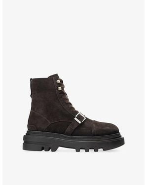 AllSaints Astrid Buckle Suede Biker Boots - Black