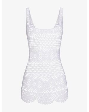 Skims Cover-Ups Crochet Cotton Mini Dress - White