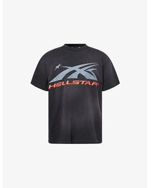 HELLSTAR Oversized Graphic-Print Cotton T-Shirt - Blue