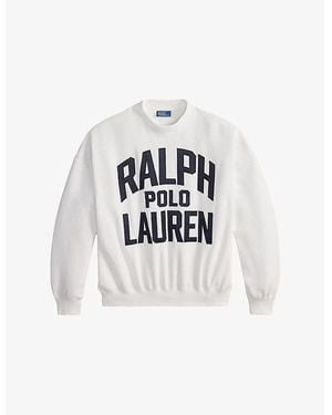 Polo Ralph Lauren Branded Relaxed-Fit Cotton-Blend Sweatshirt - White