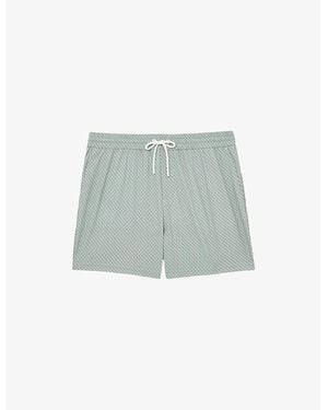 Reiss Tito Geo-Pattern Swim Shorts - Green