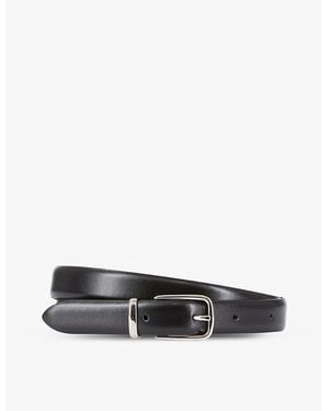 The Kooples Logo-Engraved Buckle Leather Belt - Black