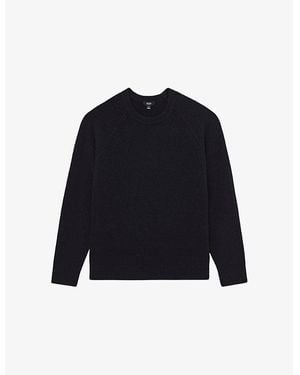 Reiss Foulton Crewneck Wool And Cashmere-Blend Jumper - Blue
