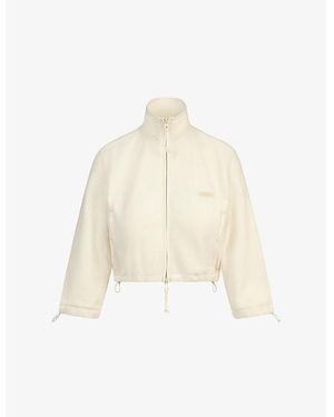 Skims Fleece Lounge Shrunken-Fit Fleece Jacket - White