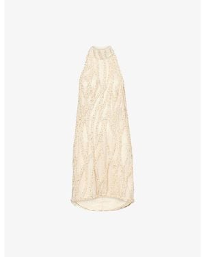 GRACE FAENA Beaded Mini Cocktail Dress - White
