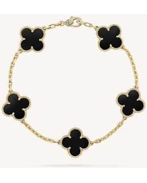 Van Cleef & Arpels Women's Yellow Gold Vintage Alhambra And Onyx Bracelet - Metallic