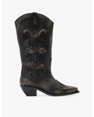 AllSaints Dolly Western Heeled Leather Boots - Black