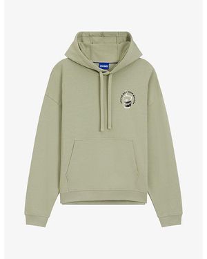 HUGO Branded Matcha Cotton-Jersey Hoody - Green